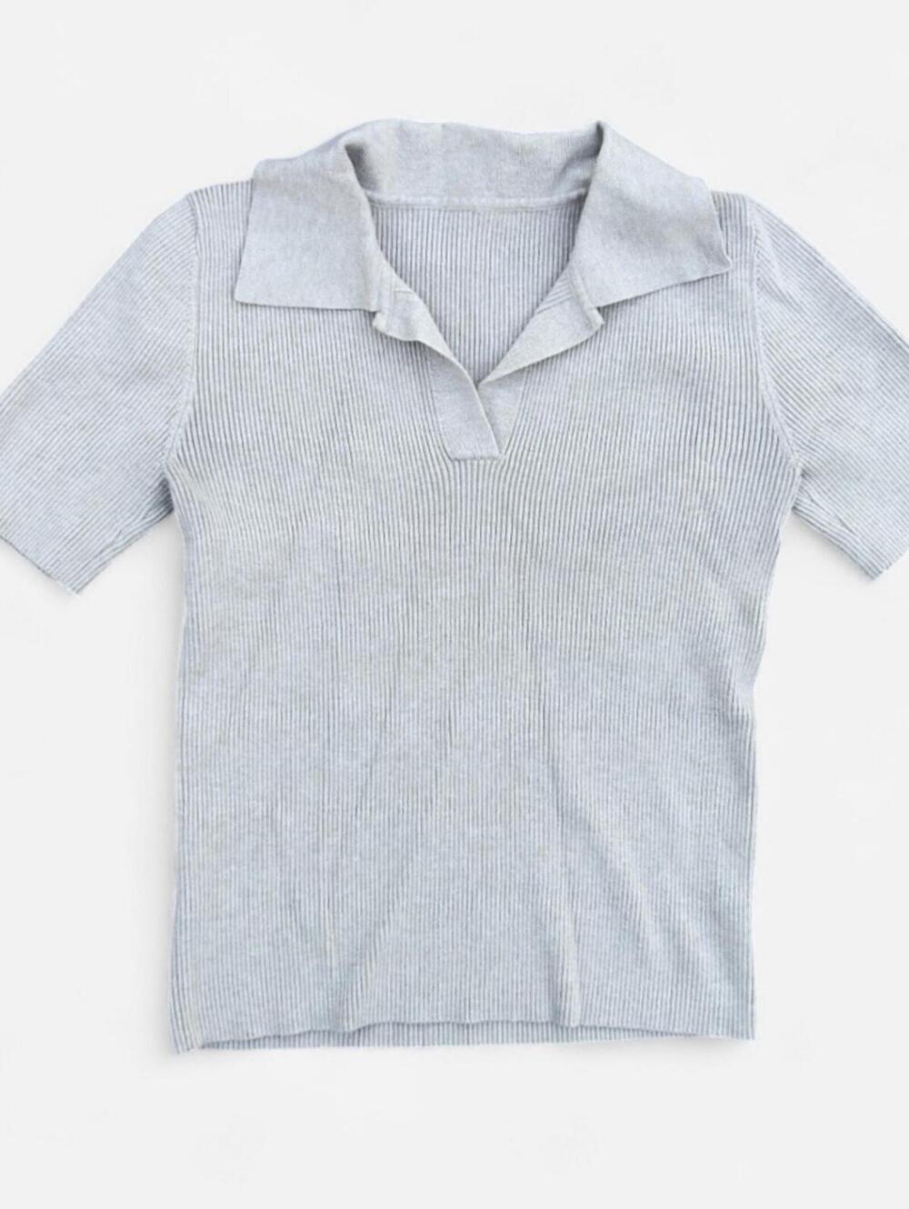 Vintage Knitwear Collared Short Sleeve Top